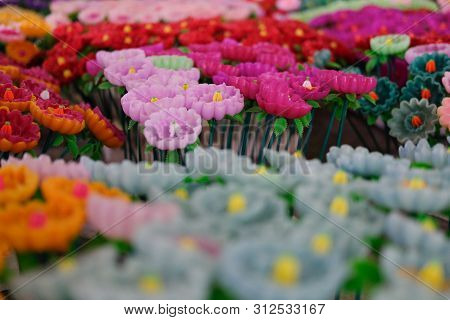 Flower Candle For Making Worship Merit To Buddha