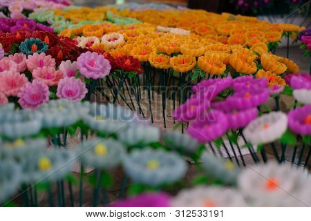 Flower Candle For Making Worship Merit To Buddha