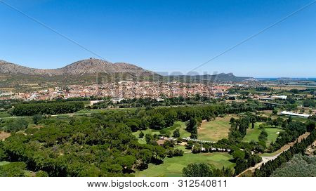 Aerial View Of Torroella De Montgri City And Castle In Catalonia