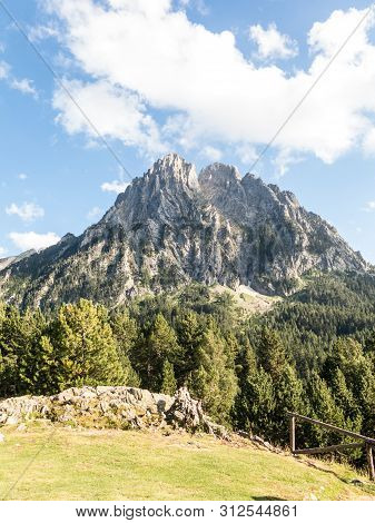 The Peak Amitges, Near Of Pond Of Sant Maurici, In The Aiguestortes And Sant Maurici National Park. 