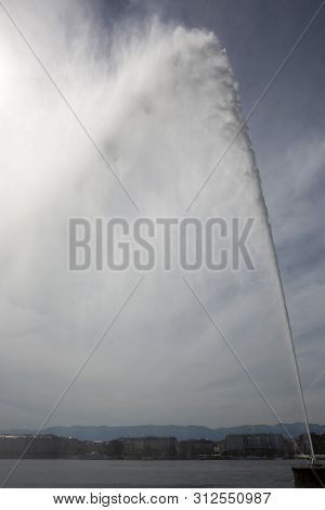 The Jet D'eau (water-jet) In Geneva, Switzerland
