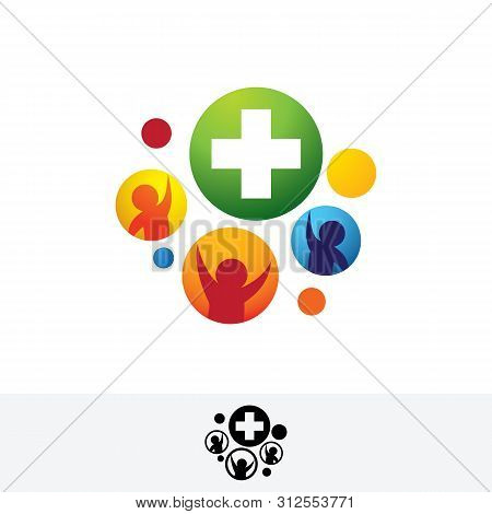 Health services logo, medical forum symbol, medicine group.
