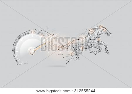 The Particles, Geometric Art, Line And Dot Of Speed Meter And Horse.
Abstract Vector Illustration. G