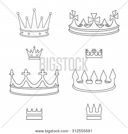 Vector Design Of Queen And Heraldic Sign. Set Of Queen And Vip Vector Icon For Stock.