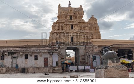 Hampi, India July 8, 2019 : Inner View Of Virupaksha Or Pampapati Temple At Hampi, Karnataka , India