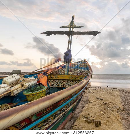 Songkhla, Thailand - Feb. 2, 2019 : The Colorful Pattern Of Koleh Boat At Ban Bo Mas Beach, Songkhla