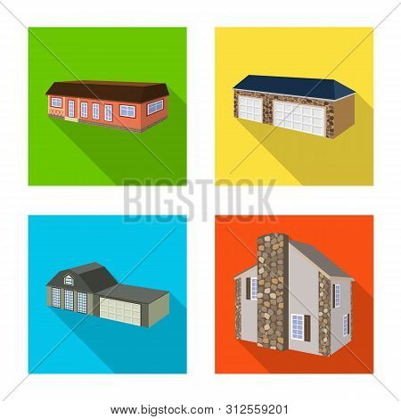 Vector Design Of Facade And Housing Sign. Collection Of Facade And Infrastructure Vector Icon For St