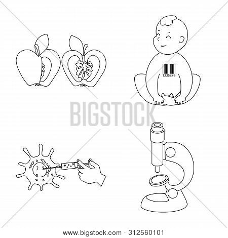 Vector Design Of Genetic And Science Symbol. Set Of Genetic And Organic Vector Icon For Stock.