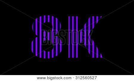 8k Alphabet Digital Neon Light Purple Violet On Black, High Definition 8k For Modern Background, 8k 