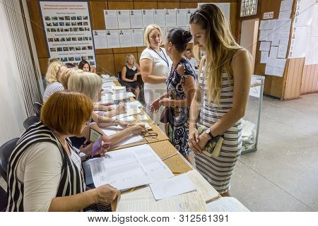 Odessa, Ukraine - July 21, 2019: Elections In Ukraine. Place For People Voting By Voters In National
