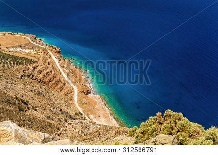 Amazing Landscape And View To Malavras Beach Of Crete Island, Greece
