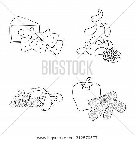 Vector Illustration Of Taste And Crunchy Logo. Collection Of Taste And Cooking Vector Icon For Stock
