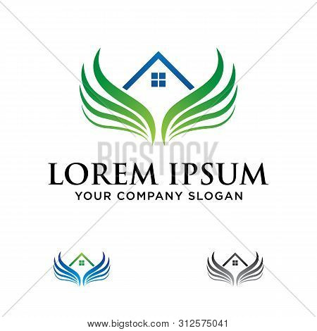Real Estate House With Check Mark Vector Logo