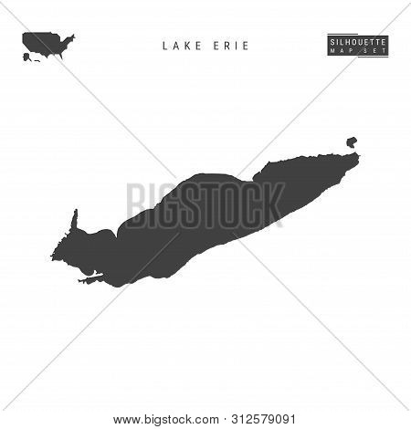 Lake Erie Blank Vector Map Isolated On White Background. High-detailed Black Silhouette Map Of Lake 