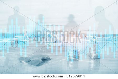 Andle Chart. Business Analysis, Financial Investment Concept. Economic Trend And Blurred Background 