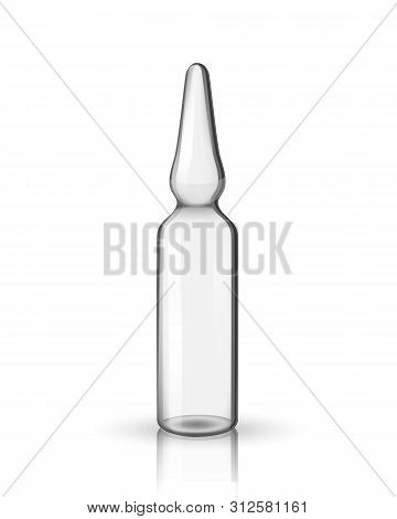 Medical Ampoule. Transparent Glass , Realistic 3d Vector Illustration. Realistic Isolated