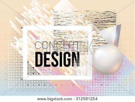 Abstract Colorful Background With 3d Sphere And Triangle.web Design Template. Grunge, Points, Lines,