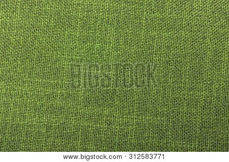 Textile Green Color Rough Weaving Thread Texture Close-up