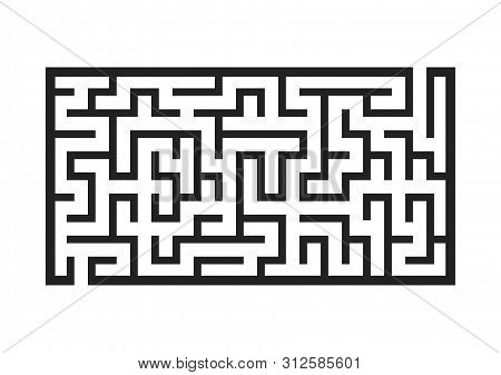 Black Rectangular Labyrinth. Game For Kids. Puzzle For Children. Maze Conundrum. Flat Vector Illustr