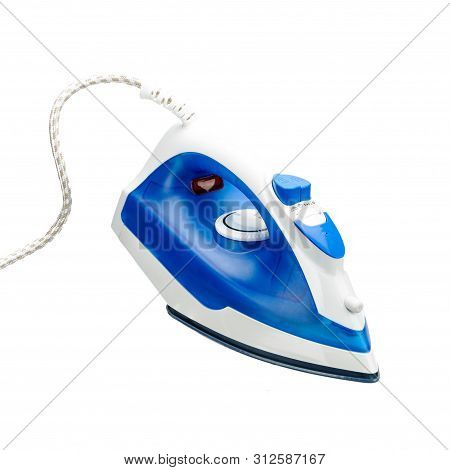 Electrical Blue And White Iron For Isolated On The White Background