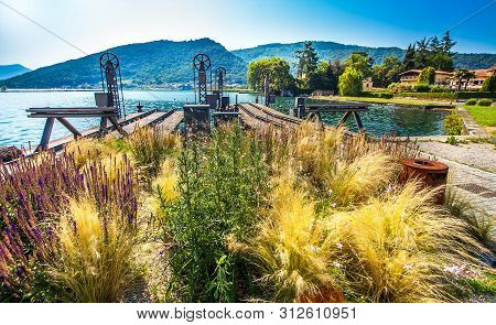 Paratico And Sarnico On The Lago D Iseo In Lombardy Italy