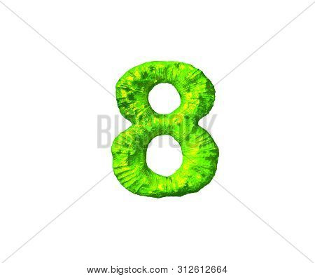 Number 8 In Alien Style Isolated On White Background - Toxic Jelly Alphabet, 3d Illustration Of Symb