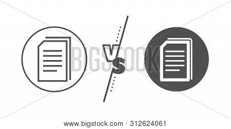 Copying Files Sign. Versus Concept. Copy Documents Line Icon. Paper Page Concept Symbol. Line Vs Cla