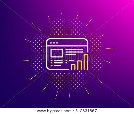 Web Report Line Icon. Halftone Pattern. Column Graph Sign. Growth Diagram Symbol. Gradient Backgroun
