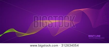 Twisted Colored Lines With Mixed Color. Dynamic Flowing Waves Isolated On Dark Background. Abstract 