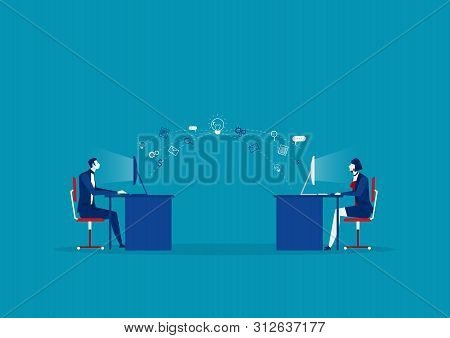 Business Send Information To Computer Creative Concept Illuustrator