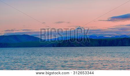 Viluchinsky Volcano And Avacha Bay At Sunset On The Kamchatka Peninsula