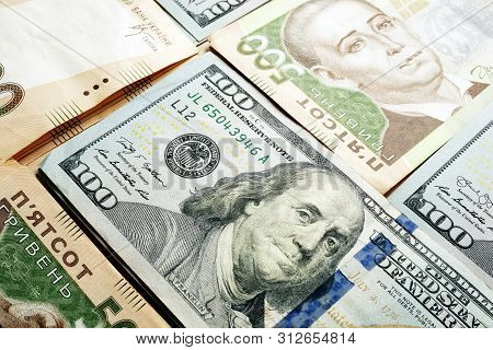 Dollars Usd And Ukrainian Hryvnia Uah Banknotes.