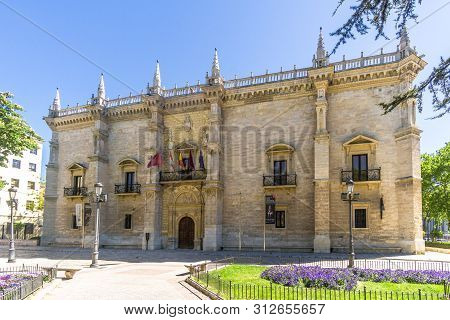 Valladolid,spain - May 13,2019 - View At The Palace Of Santa Cruz In Valladolid. Valladolid Is Made 