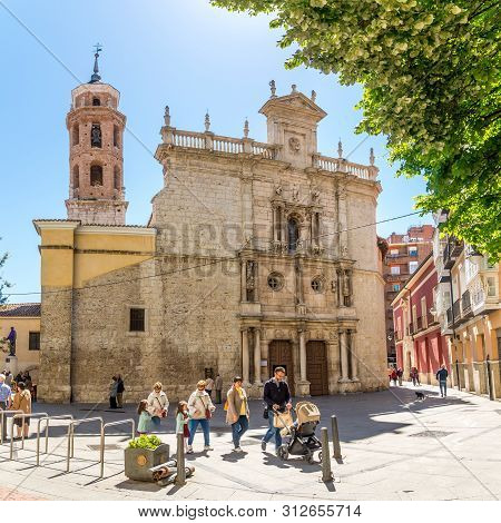 Valladolid,spain - May 13,2019 - View At The Church Of San Salvador In Valladolid. Valladolid Is Mad