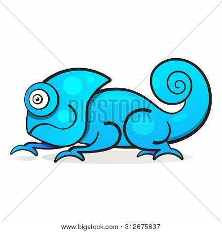 Chameleon Lizard Rainbow Color Cartoon Character Illustration
