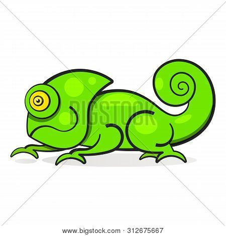 Chameleon Lizard Rainbow Color Cartoon Character Illustration