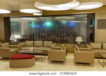 Dubai, Uae - November 30, 2018: Elements Of Modern Interior Design And Architecture Hotel Al Bustan 