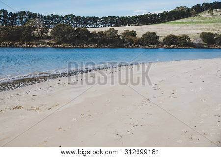 Sunny Australian Beach In Cremorne, Tasmania