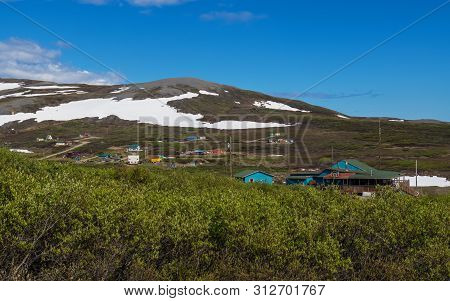 Colorful Homes And Buildings Along This Hillside In Nome Alaska.
