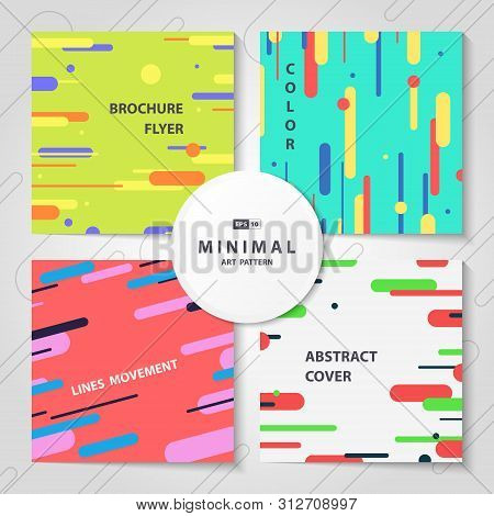 Abstract Colorful Lines Pattern Cover Brochure Set Of Bundle. Illustration Vector Eps10