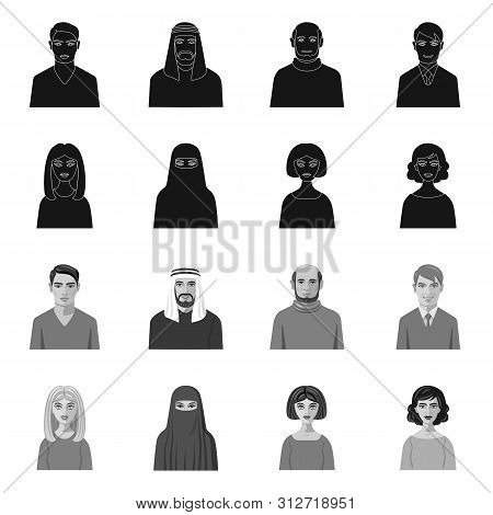 Vector Design Of Hairstyle And Profession Icon. Set Of Hairstyle And Character Stock Vector Illustra