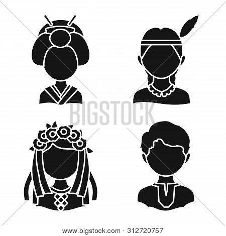 Vector Design Of Person And Culture Logo. Set Of Person And Race Stock Vector Illustration.