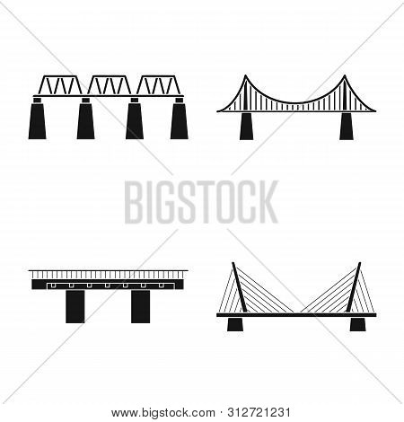 Vector Illustration Of Construct And Side Sign. Set Of Construct And Bridge Vector Icon For Stock.