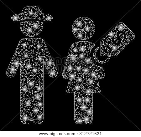 Glowing Mesh Marriage Of Convenience With Glare Effect. Abstract Illuminated Model Of Marriage Of Co