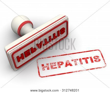 Hepatitis. Seal And Imprint. Red Seal And Imprint Hepatitis On White Surface. Isolated. 3d Illustrat