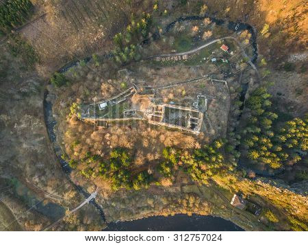 Divci Kamen Is A Ruin Of A Gothic Castle Near The Town Of Kremze In  The Cesky Krumlov District . It