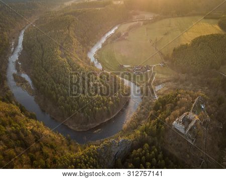 Divci Kamen Is A Ruin Of A Gothic Castle Near The Town Of Kremze In  The Cesky Krumlov District . It