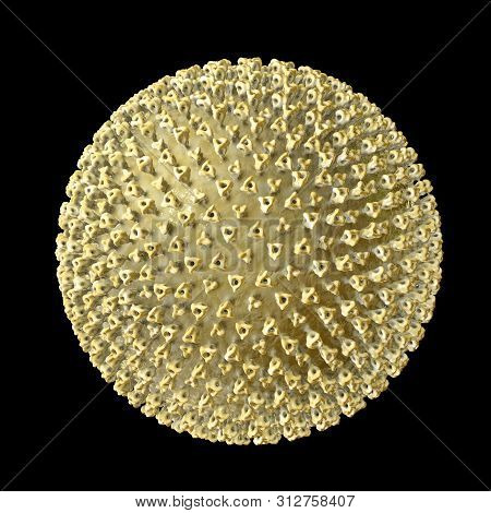 Measles Virus. 3d Illustration Showing Structure Of Measles Virus With Surface Glycoprotein Spikes H