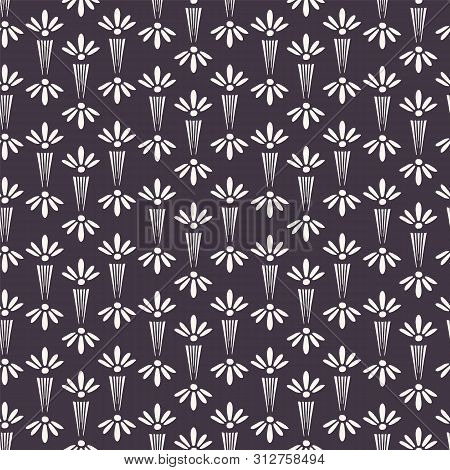 Art Nouveau Ornamental Flower Motif Jugenstil Style. Vector Seamless Pattern. Modernist Trendy Monoc