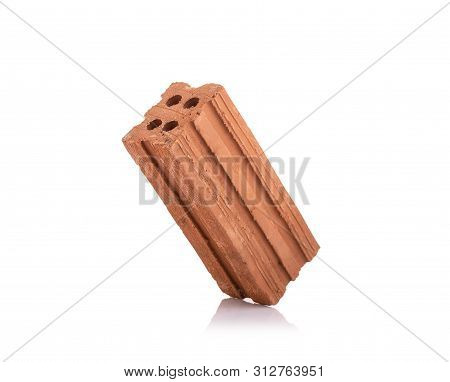 New Red Terracotta Brick For Build The Wall Isolated On White